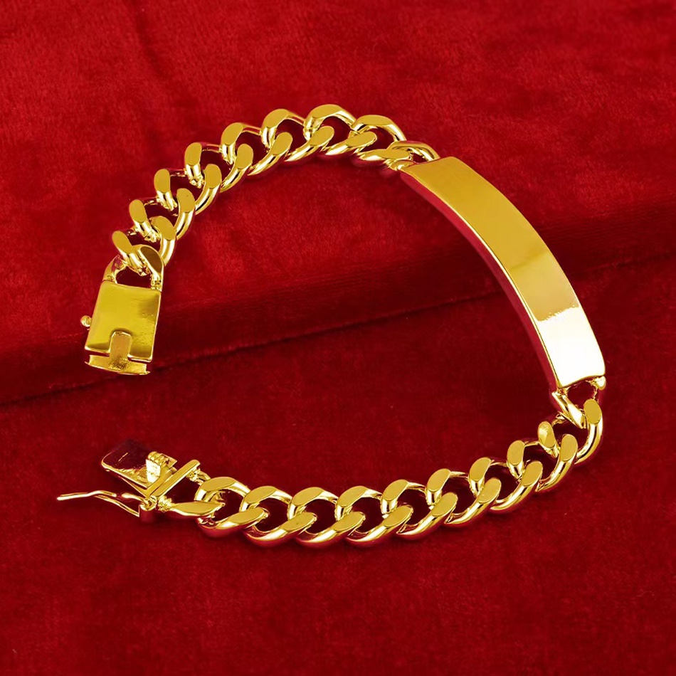 URMYLADY Vàng 18K 10mm Dây Xích Bên 20CM 8inches Vòng Tay Nam Nữ Tiệc Cưới Thời Trang Quyến Rũ Trang Sức