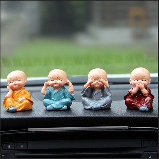 Bộ Tượng Chú Tiểu Hòa Thượng Tứ Không - Phật Phong Thủy Mini 4 Tư Thế, Trang Trí Xe Hơi, Để Bàn- 31