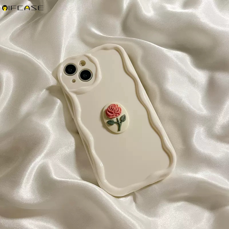 OFF WHITE Ốp Điện Thoại Silicon Mềm Hình Hoa Hồng 3D Cho OPPO Reno 9 8 7 5 4 Pro Plus 8Z 8T 6 4Z 3 5G 7Z 7 Lite SE R17 R15 F11 Vỏ Bọc Bảo Vệ Máy Ảnh Chất Lượng Cao