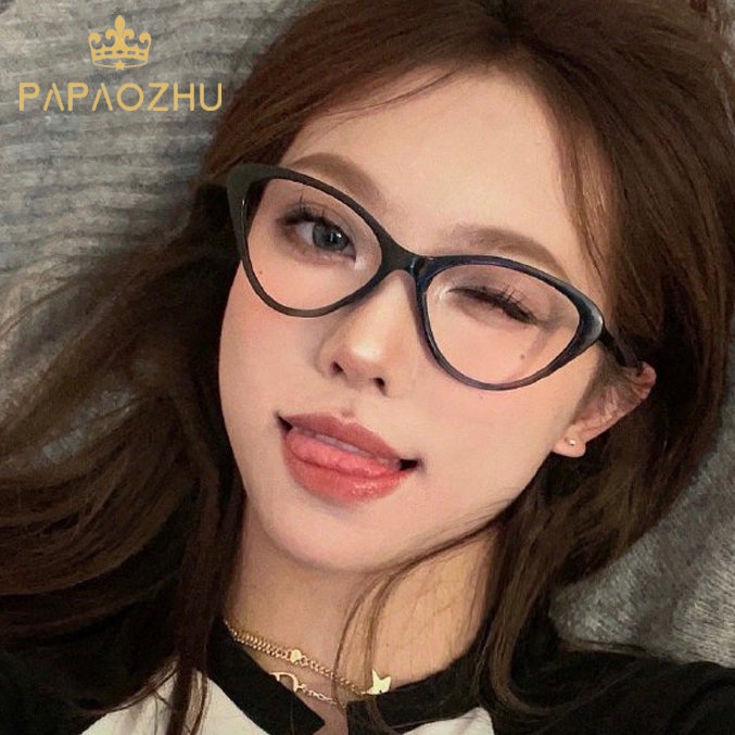 PAPAOZHU Kính Mát Gọng Mắt Mèo Đen Phong Cách Cổ Điển Cho Nam Và Nữ