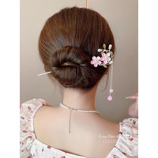 Kẹp tóc hoa đào tua rua phong cách cổ điển, cao cấp cho nữ, phối sườn xám/Hanfu