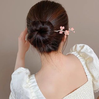 Kẹp tóc hoa đào tua rua phong cách cổ điển, cao cấp cho nữ, phối sườn xám/Hanfu