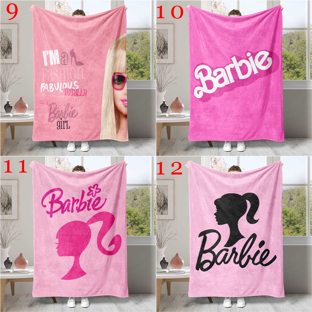 Chăn flannel In Hình Búp Bê barbie Một Mặt Màu Hồng Thoáng Khí Làm Quà Tặng Tốt Nhất Cho Người Lớn