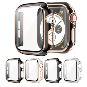 Ốp Chống Thấm Nước Cho Apple Watch Cover Series 8 7 6 SE 5 4 Kính Bảo Vệ Màn Hình + Ốp Lưng 45mm 44mm 41mm 40mm Vỏ