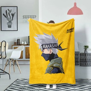 Chăn Flannel mềm mại in hình Anime Naruto Uzumaki Naruto & Kakashi Hatake & Sasuke, thoải mái ấm áp, dùng cho giường, điều hòa, văn phòng, ngủ