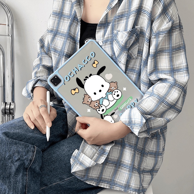 Vỏ nhựa Acrylic cứng Puppy và Pochacco họa tiết Vỏ tương thích với IPad 7 8 9 10th Air3 Air4 Air5 10.9 "Pro10.5 10.2" Pro11 Air11 A16 2025