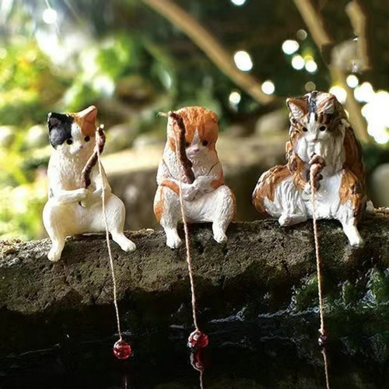 SA Câu Cá Mèo Đồ Trang Trí Bể Cá Cảnh Quan Hoạt Hình Hình Hình Trang Trí Bể Cá