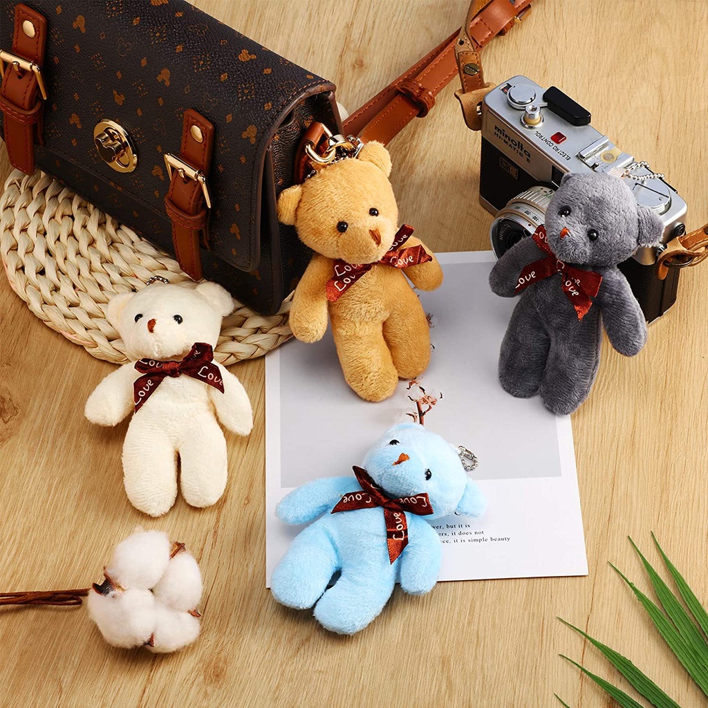 Móc Khóa Hình Gấu Teddy Nhồi Bông Dễ Thương