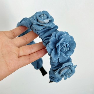 De Băng Đô denim Vành Rộng Không Trượt Giặt Được Hình Hoa Hồng Cho Nữ