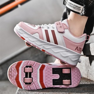 Size Lớn 29-43 Giày Chạy Bộ Bốn Gót Giày Thể Thao Thanh Niên Giày Bốn Gót Giày Con Lăn Giày Bố Mẹ-Con Trượt Con Lăn Có Thể Tháo Rời Giày Trượt patin Bốn Gót Runaway Giày Trượt patin Cặp Đôi Giày Thể Thao Runa
