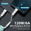Dây Cáp Sạc Nhanh 120W 6A USB Loại C Bằng Nylon Bện Cho IPhone 16 15 13 Samsung 1M 6 Ft