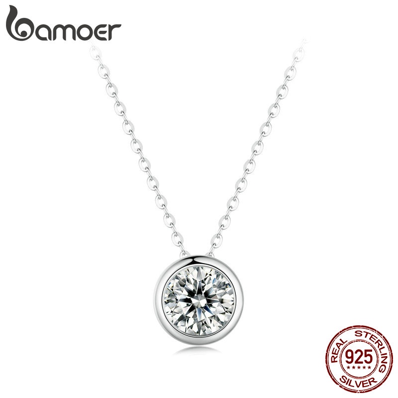 Bamoer Vòng cổ Bạc 925 VVS1 D Màu 1 Carat Moissanite Kiểm Tra 100% Chính Hãng MSN021