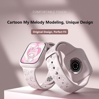 Dây Đeo Đồng Hồ Bằng Silicone 49mm Dập Nổi Họa Tiết My Melody 3D Cho iWatch S8 7 SE 6 5 4 3 2 1 (49mm 45mm 44mm 42mm 41mm 40mm 38mm)