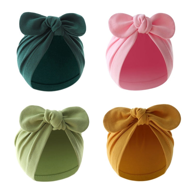 Fl Mũ Bé Màu Trơn Muslin Mũ Mềm Mại Thoáng Khí Mũ Turban 0-12M Trẻ Sơ Sinh Headwrap