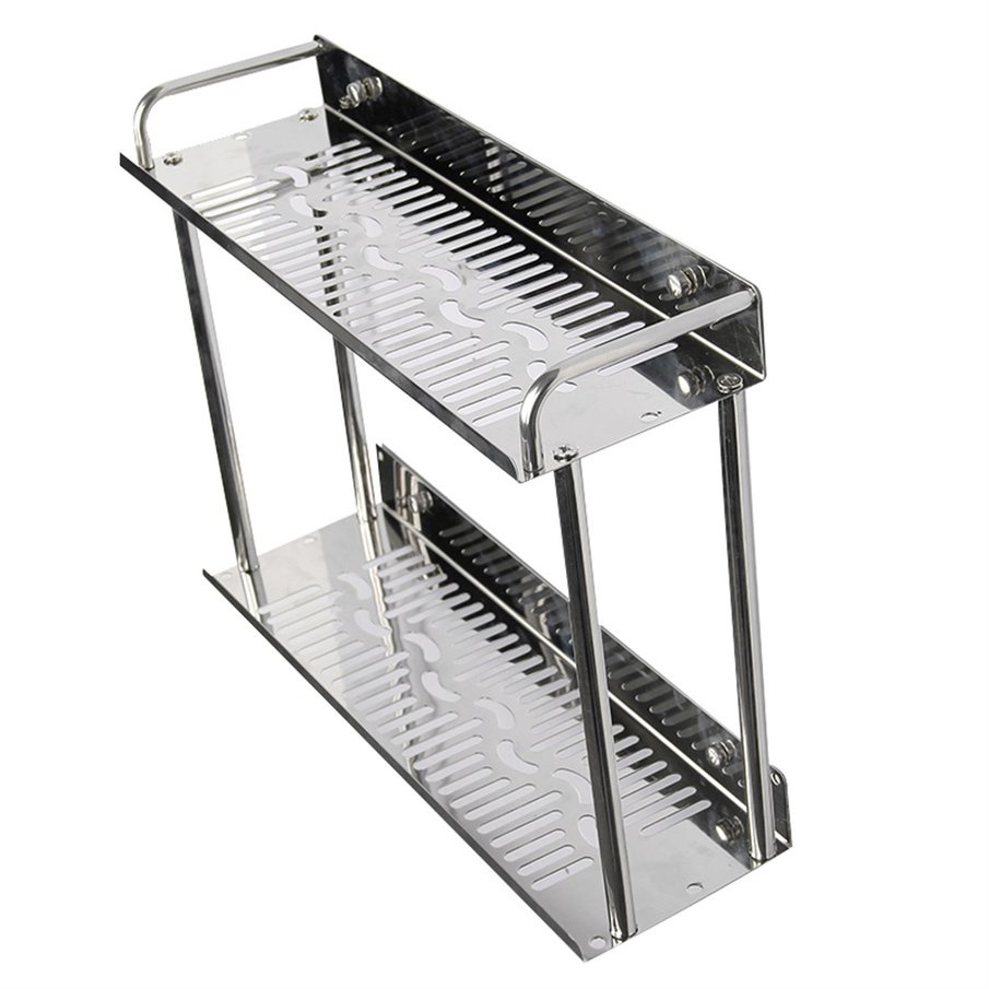2 Tiers Wall Storage Shelf Stainless Steel Toilet Organizer Bathroom
