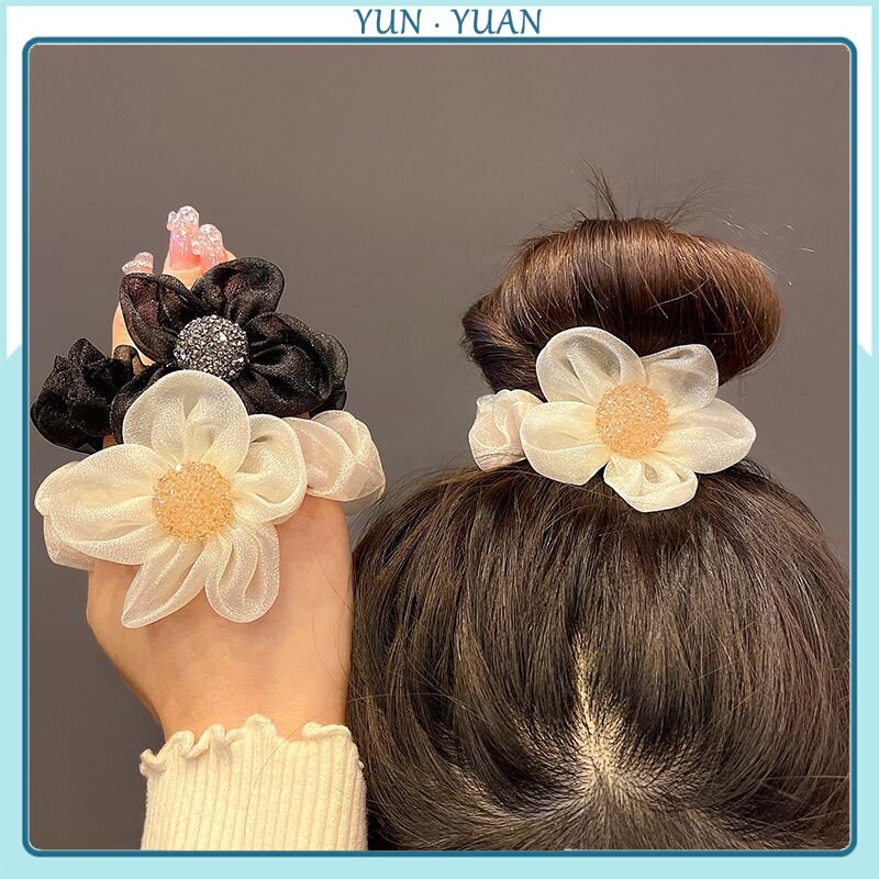 Dây Cột Tóc Lưới Hình Hoa Hướng Dương Đính Đá Lấp Lánh