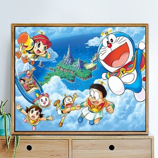 MOZI✨đôrêmon 40*50cm tranh tô màu theo số tranh số hoá anime tranh sơn dầu số hoá tranh số hóa theo yêu cầu tranh tô số hoá tranh số hóa gam sơn acrylic  tranh số hoáTranh Sơn Dầu Kỹ Thuật Số Tự Làm Hình Doraemon 40 * 50cm