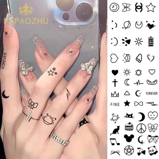 PAPAOZHU Hình Xăm Dán Tạm Thời Chống Nước Lâu Trôi Hình Mặt Trăng Ngôi Sao Cá Tính Cho Nam Và Nữ Paozhu Ins