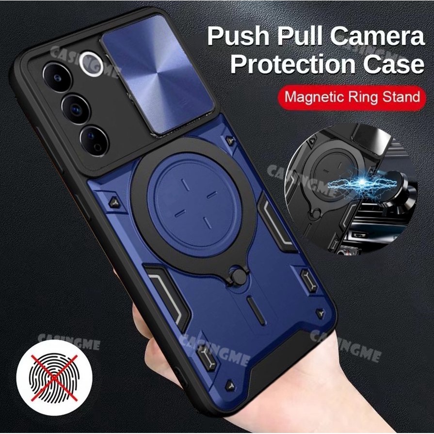 Ốp Điện Thoại Kiểu Giáp Chống Sốc Kèm Giá Đỡ Nhẫn Từ Tính Cho Vivo V27 5G V27e 2023 Vivo V27 V27e Pro VivoV27 VivoV27e 4G 5G 2023