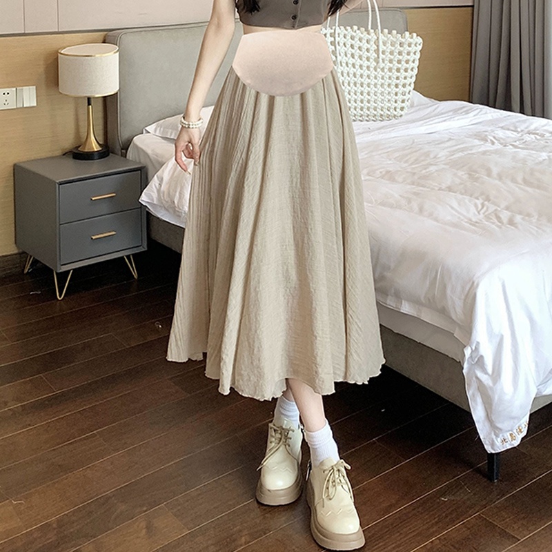 Đầm Cotton Lanh Mỏng Dáng Chữ a Thời Trang Mùa Hè Cho Mẹ Bầu