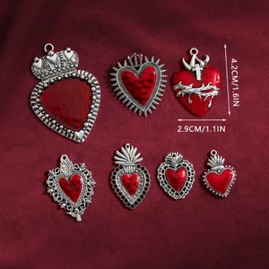 BTF Trái Tim Mặt Dây Chuyền Charm Gothic Phụ Kiện Trang Sức Cho DIY Handmade Thủ Công Làm