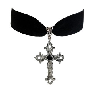 Kra Hợp Kim Chữ Thập Mặt Dây Chuyền Choker Halloween Thánh Giá Mặt Dây Chuyền Vòng Cổ Độc Đáo Nhung Đen Dây Xích Đảng Sinh Nhật Xương Đòn Ch