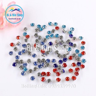100 Viên Đá Đế S20-5mm Tròn 2D Hạt Pha Lê Đính kết Trang Phục, Làm Phụ Kiện Thời Trang