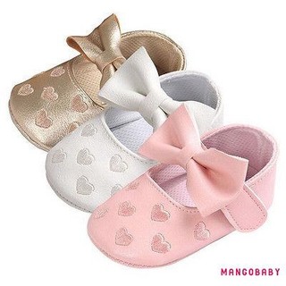 Mg-baby Bé Gái Nơ Moccasin Đế Mềm Cũi Giày Chống Trơn Trượt Prewalker Giày Màu Trơn