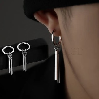 1 Đôi Bông Tai Dáng Dài Bằng Bạc Đơn Giản Thời Trang Cho Cặp Đôi