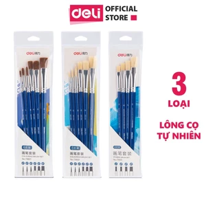 Bộ 4/6 cây cọ vẽ chuyên nghiệp Deli - Được làm từ sợi lông động vật mềm mại, nhiều sự lựa chọn