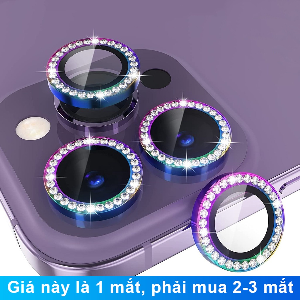 Nắp đính đá bảo vệ camera sau thích hợp cho iPhone 11 12 13 14 15 16 17 Pro Max 16e Air Mini / 14 15 16 Plus