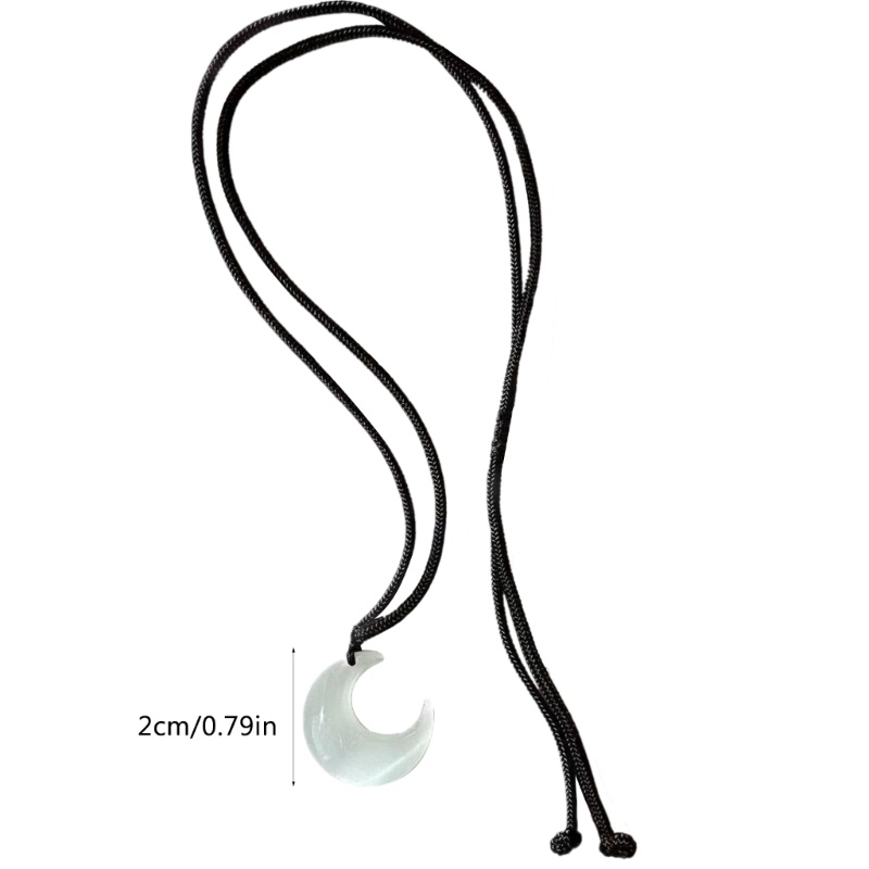 Coo Vòng Cổ choker Dây Đen Mặt Trăng Khuyết Đính Đá Pha Lê Có Thể Điều Chỉnh