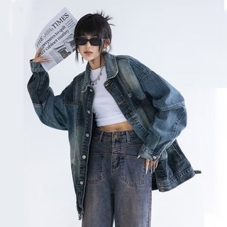 ESEA Áo Khoác Nam Denim Thời Trang Đơn Giản Phong Cách Harajuku In Hình Áo Khoác Denim Dài Tay Cả Nam Và Nữ Đều Có Thể Mặc