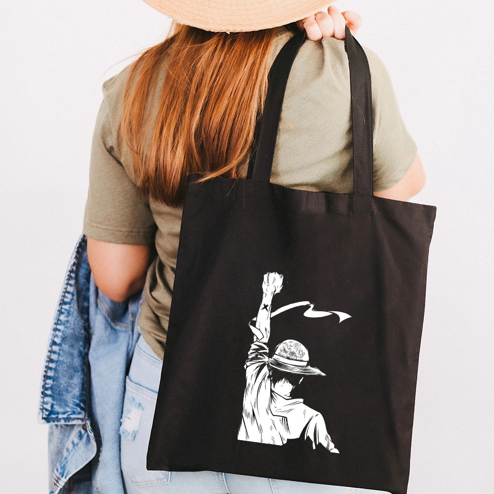 Dễ Thương Túi tote Đeo Vai Vải canvas In Hình monkey d luffy Rronoa zoro one piece Có Thể Tái Sử Dụng Cho Nữ
