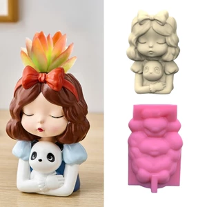 OXXGGKAO Hoa Khuôn Silicon Cây mọng Nước Planter Khuôn Bê Tông Gilr Bê Tông Xi Măng Khuôn Cho DIY Bút Trang Trí Nhà Cửa