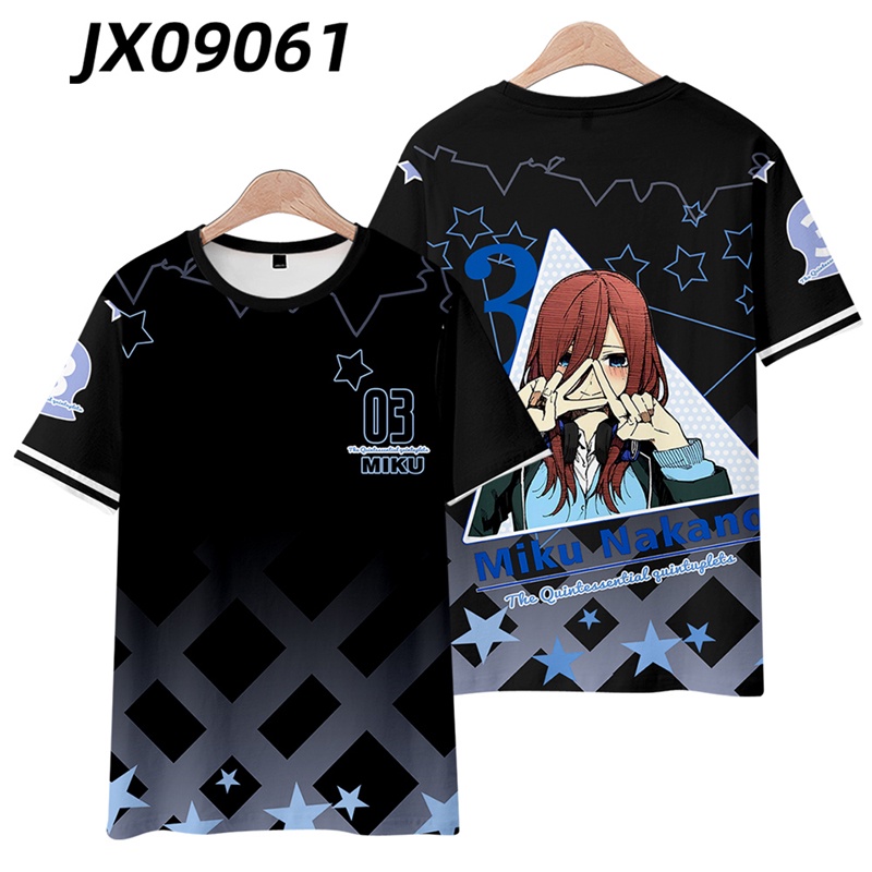 Gn The Quintuplets Áo Thun Anime Cosplay Tee Nakano Miku Harajuku 3d Áo Sơ Mi Tay Ngắn Áo Plus Size N