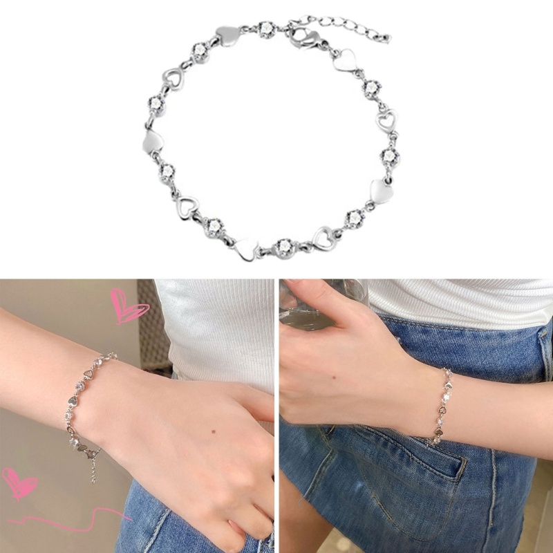 Coo Vòng Tay Hợp Kim Đính Đá zircon Hình Trái Tim Cho Nữ