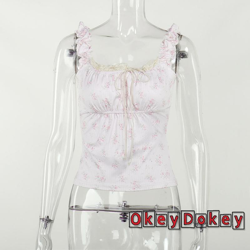 Áo Tank Top Không Tay Phối Ren Hoa Cơ Bản Dành Cho Nữ