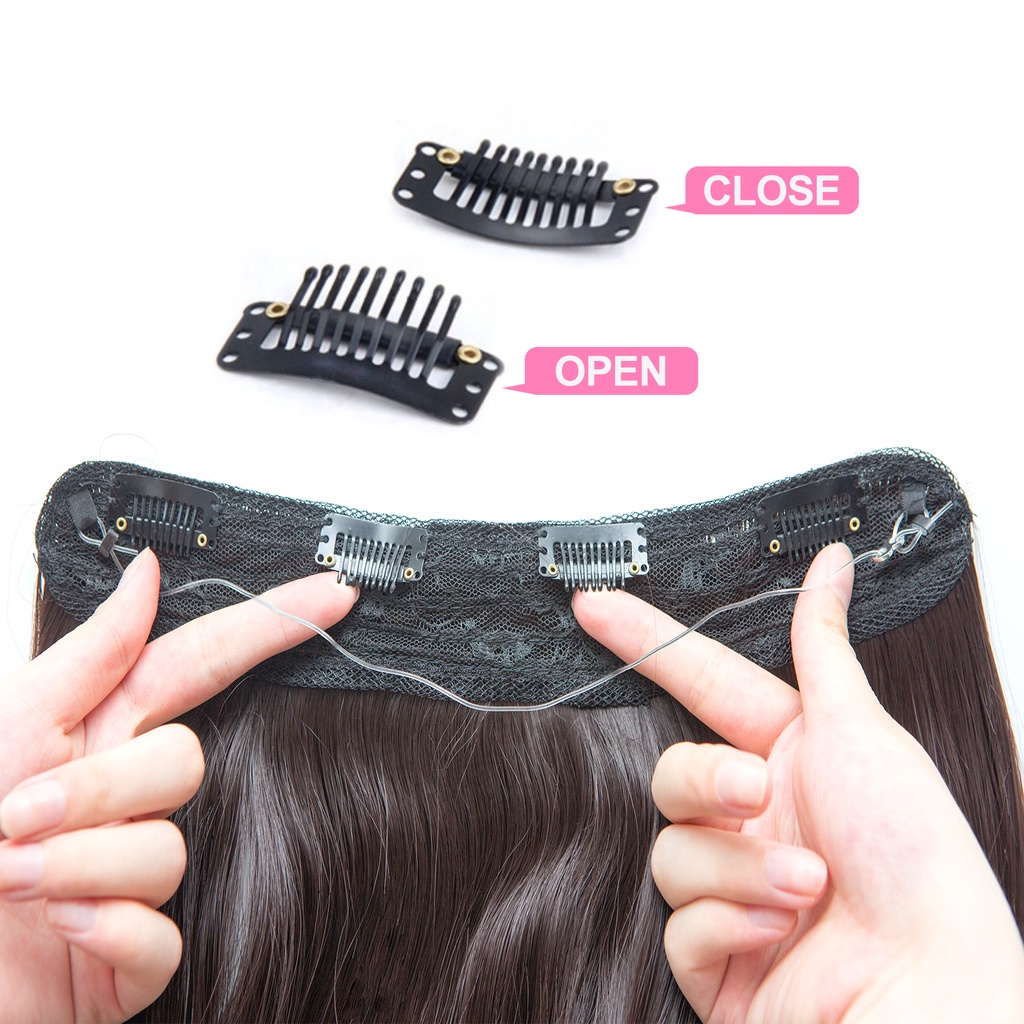 Dây không có kẹp trong phần mở rộng tóc Secret Fish Line Hair Piece Straight Curly Hair Extension cho phụ nữ