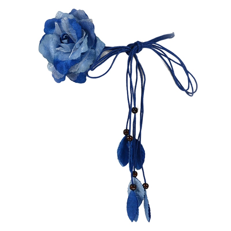 Self-Tie Waist Belt for Women Bohemian Seaside Braided Dress Belt with Flower