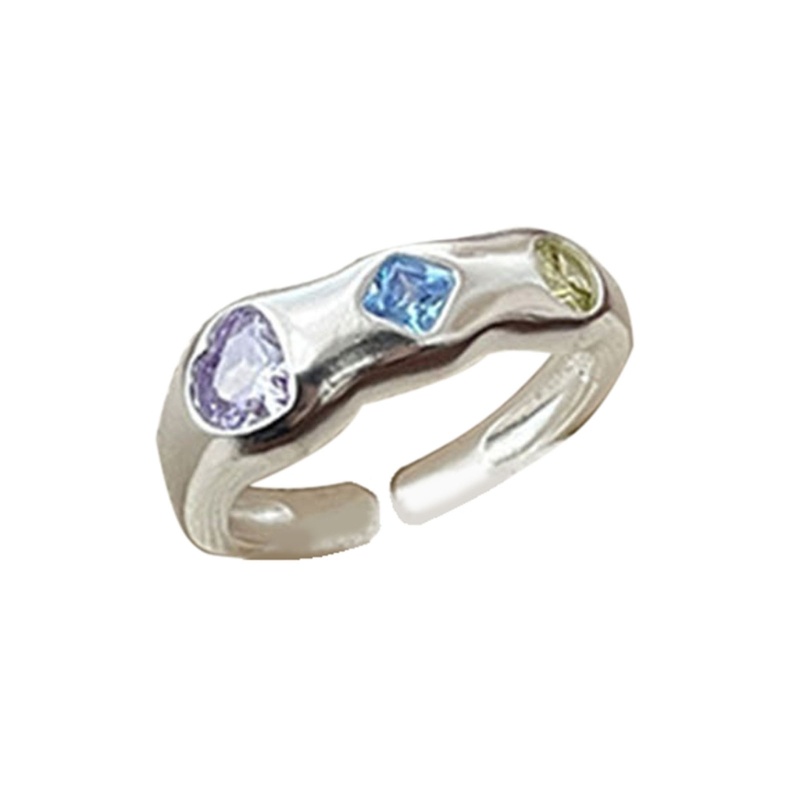 Jenniferab Nhẫn Zircon Y2K Điều Chỉnh Trang Sức Thẩm Mỹ