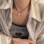 Flgo Goth Dây Đen Lớn Trái Tim Tình Yêu Mặt Dây Chuyền Vòng Cổ Choker Cho Nữ Niche Thanh Lịch Có Thể Điều Chỉnh Dây Chuyền Thiết Kế Trang Sức