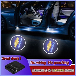 2 cái / bộ đèn cửa ô tô chevrolet đèn chào mừng không dây cruze spin onix omega sonic aveo captiva spark colorado astra tracker led light cartoon hd 3d projector phụ kiện