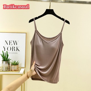 Phụ Nữ Ngực Miếng Lót Cổ Chữ V Camisole modal cotton Trơn Camisoles 2025 Mùa Hè Mỏng Áo Thường Ngày