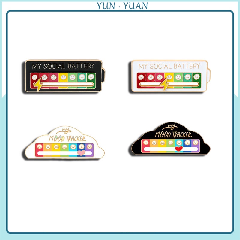[Yunyuan] Huy Hiệu Kim Loại Đeo Ngực Tháo Rời Được Hình Pin Xã Hội Xã Hội 40X15Mm MY SOCIAL BATTERY