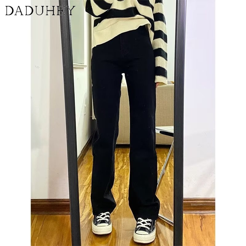 Ảnh DaDuHey New American Style Ins High Street Thin Jeans Niche High Waist Flared Pants Large Size Trousers 2