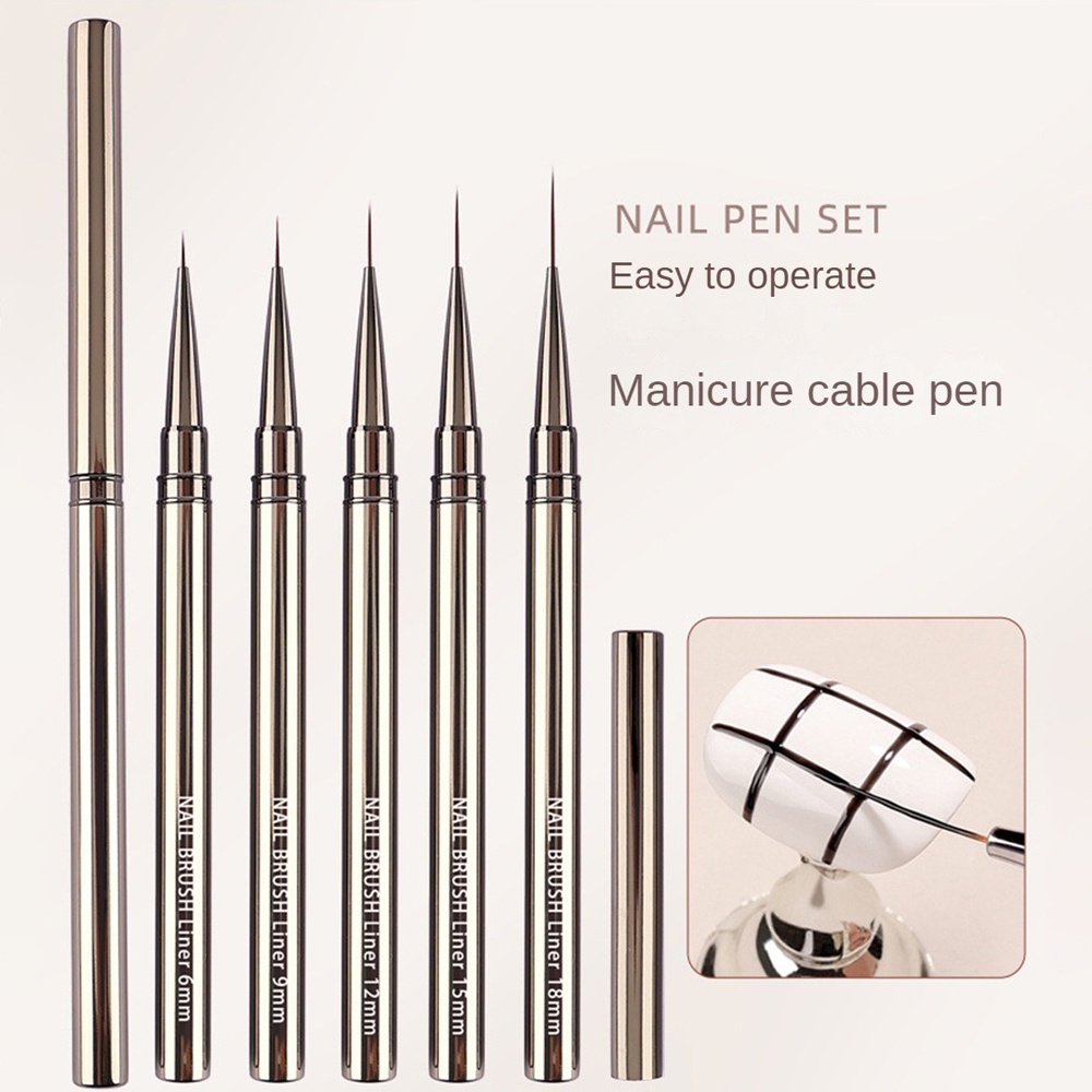 Ảnh Annies manicure pen công cụ đặc biệt kéo đường phác thảo vẽ móc cạnh bàn chải kim loại 2