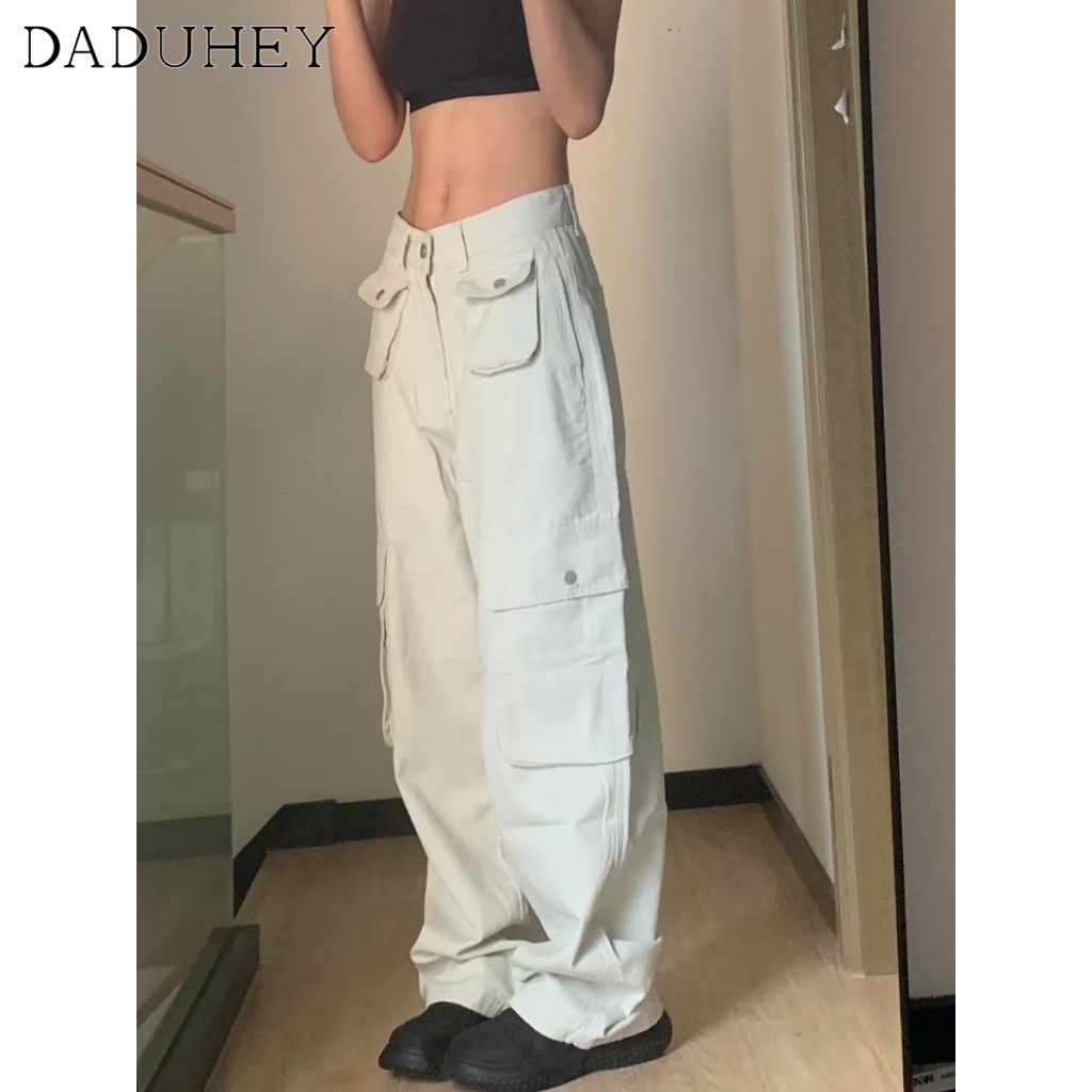 Ảnh Quần dài DADUHEY lưng cao ống rộng nhiều túi size lớn phong cách đường phố Mỹ mới 4