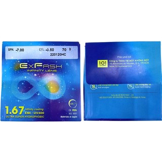 Tròng kính Exfash Hàn Quốc 1.67 - Chống trầy, chói, UV & bám hơi nước