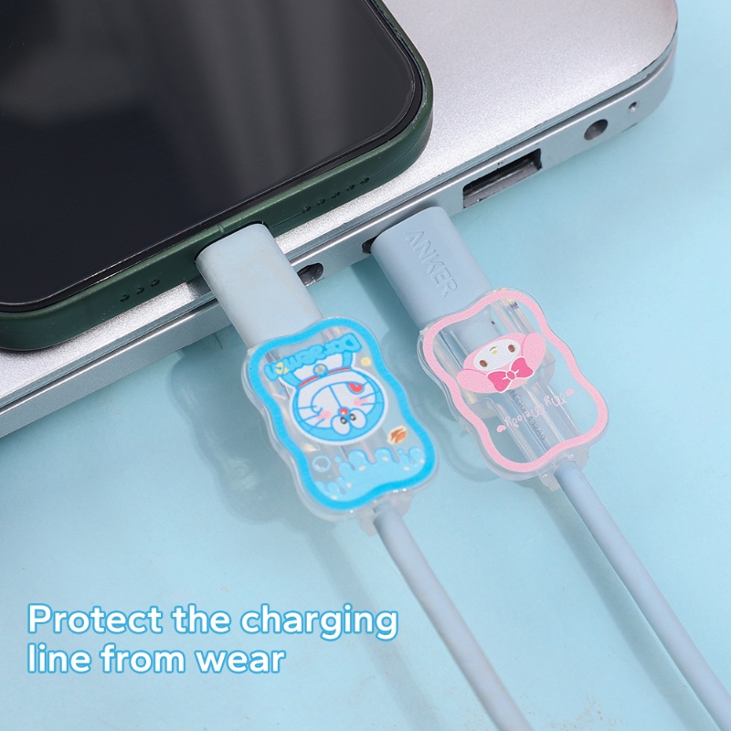 Phụ Kiện Kẹp Cố Định Dây Cáp Sạc USB / Cáp Dữ Liệu Chống Đứt Trong Suốt Hình Sóng Hoạt Hình Dễ Thương 3C